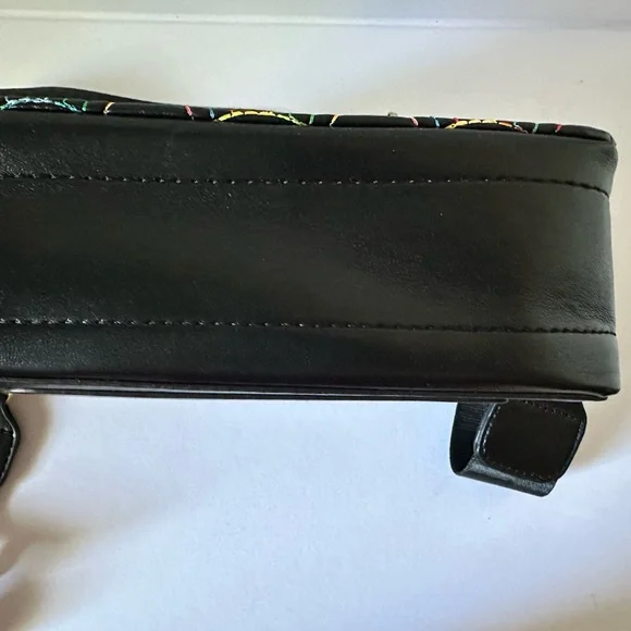 Kurt Geiger London Black Crossbody Bag with Rainbow Stitching & Hamsa Hand Clasp